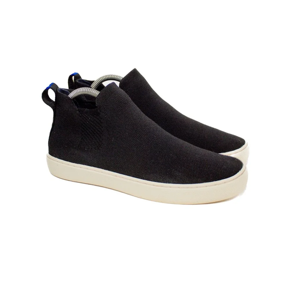 Rothy's The Chelsea Boot Size 8.5 Pull On Casual Sneaker Knit Black Stretch